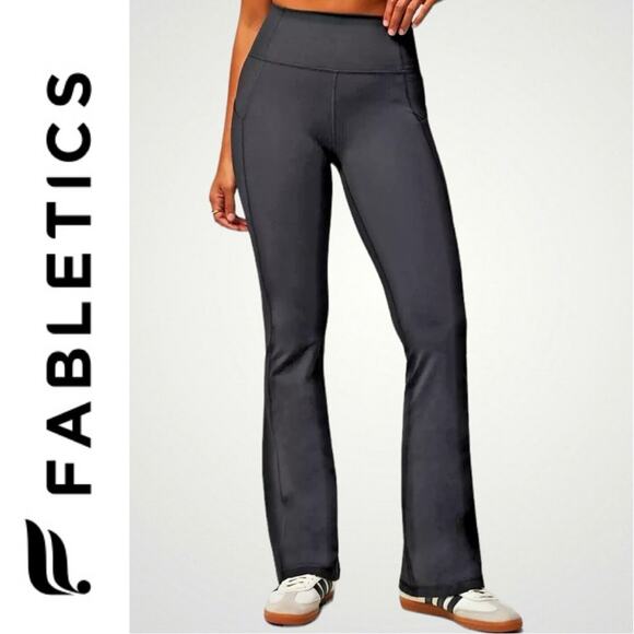 Fabletics NEW Oasis PureLuxe High Waisted Pocket Kick Flare Leggings Black Large